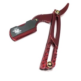 Men's Straight Edge Razor Red and Black Barber Shop Hair-Cutting Shaving Folding Lightweight Unique Handle