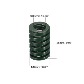 sourcing map Pack of 2 3D Printer Compression Spring 16 mm Outer Diameter 25 mm Long Spiral Embossing Compression Form Spring for 3D Printer Electrical Part Green