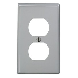 Leviton 80703-GY 1-Gang Duplex Device Receptacle Wallplate, Standard Size, Thermoplastic Nylon, Device Mount, Gray