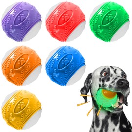 6 Stück Glow In The Dark Hundeball, Quietschende Hundebälle Leuchtende Gummi-Hundebälle, Dehnbarer Gummiball, Hund Interaktive Ball, Zähne Training Hund Ball für mittlere Hunde
