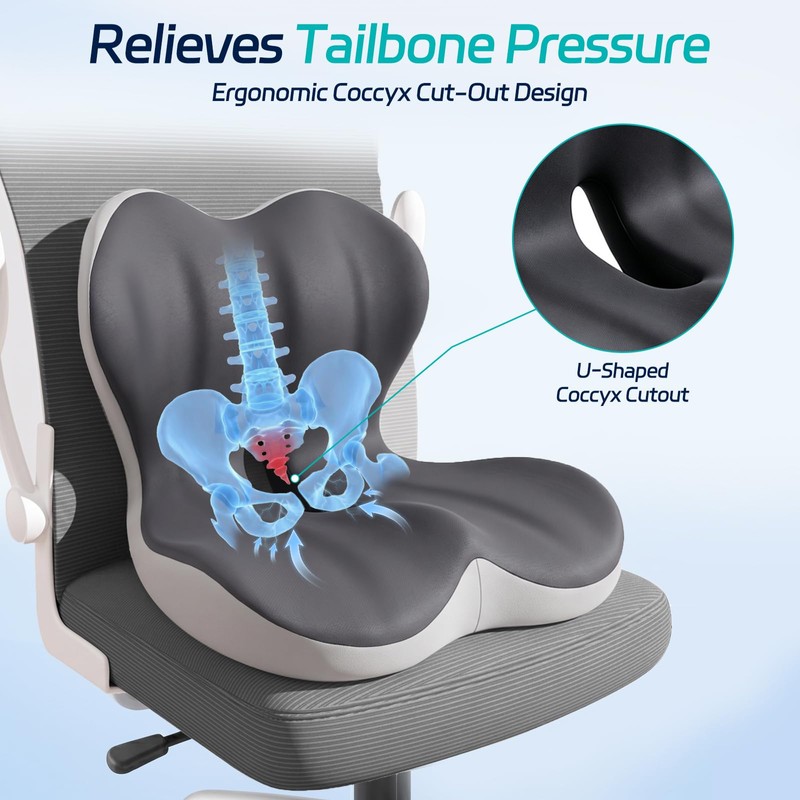 Seat Cushion & Back Support for Tailbone and Lower Back