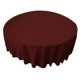 LA Linen Polyester Poplin Washable Round Tablecloth, Stain and Wrinkle Resistant Table Cover 72", Fabric Table Cloth for Dinning, Kitchen, Party, Holiday 72-Inch, Burgundy, (TCpop72R_BurgundyP17)