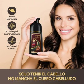 KAISASA Shampoo Con Tinte,Shampoo con Tinte 3 en 1 ， Tinte para Cabello en Casa, Cubre Canas, Fácil de Usar, Sin Manchar Cuero Cabelludo, hair dye shampoo，shampoo cubre canas - Castaño Oscuro