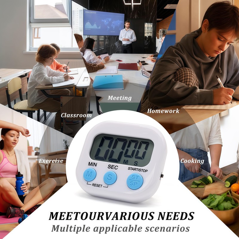 6 Pack Multi-Function Electronic Timer - Kitchen Timer,Magnetic Digital Timers,Big