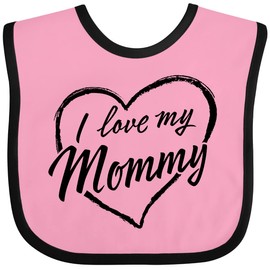 inktastic I Love My Mommy in Black Chalk Heart Baby Bib Pink and Black 37b64