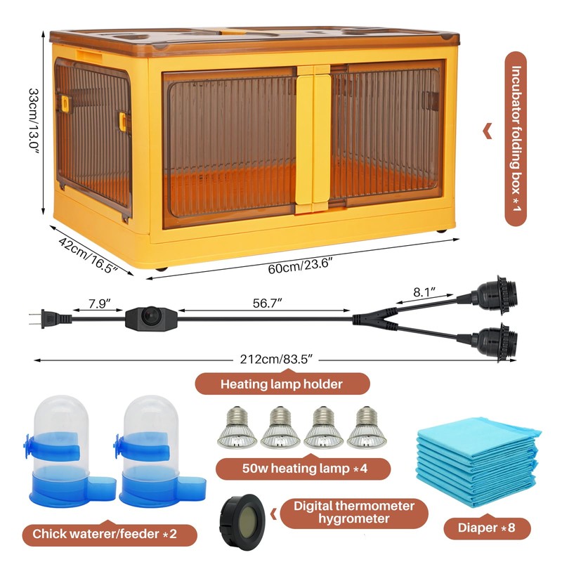 Chicken Brooder Box for Chicks, Brooder Box with Feeder and