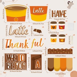 BeYumi Thanksgiving Latte Bulletin Board - 81Pcs We Have A Latte To Be Thankful For Bulletin Board Fall Coffee Cup Cutout with Tissue Paper Pompoms School Classroom Chalkboard Wall Supplies Decoration