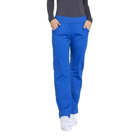 CHEROKEE Workwear Professionals Women Scrubs Pant Mid Rise Straight Leg Pull-on Cargo WW170, S, Royal