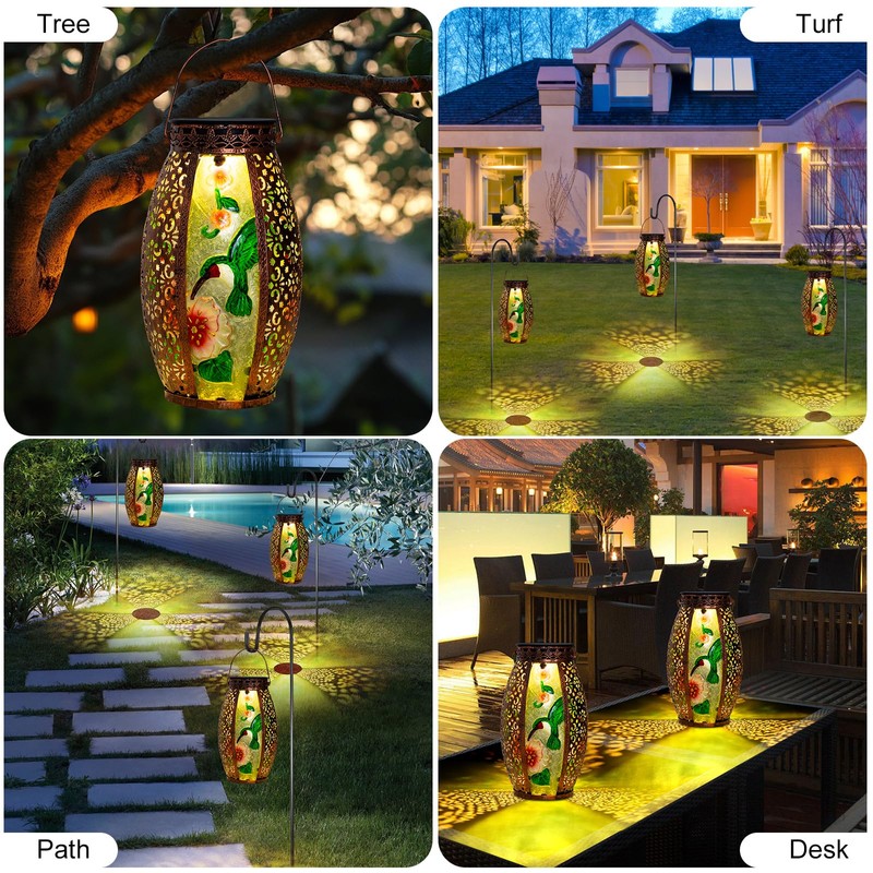 Gifts for Women Mom Grandma, Outdoor Solar Lantern-Waterproof Hummingbird Hanging