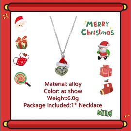 Santa Claus Red Hat Necklace，Diamond Hip Hop Christmas Necklace, Creative European and American Fashion Necklace