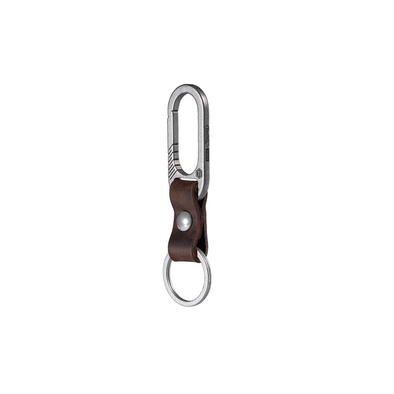 KeyUnity KM02 Titanium Belt Clip Carabiner Leather Keychain Holder with