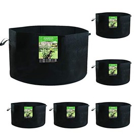 6-Pack 45 Gallon Plant Grow Bags Thick Aeration Non Woven Fabric Flower Vegetable Pots with Handles Garden Container Black (45 Gallon_6 Pack)