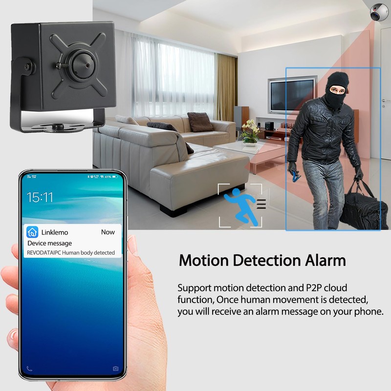 REVODATA 5MP POE Mini Audio IP Camera, 3.7mm Lens Small