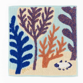 Kusubashi Mon Ori, Kusubashi Mon Ori, Gauze Pile Handkerchief, Coelacanth, Blue, A-66648-86-B, 9.8 x 9.8 inches (25 x 25 cm)