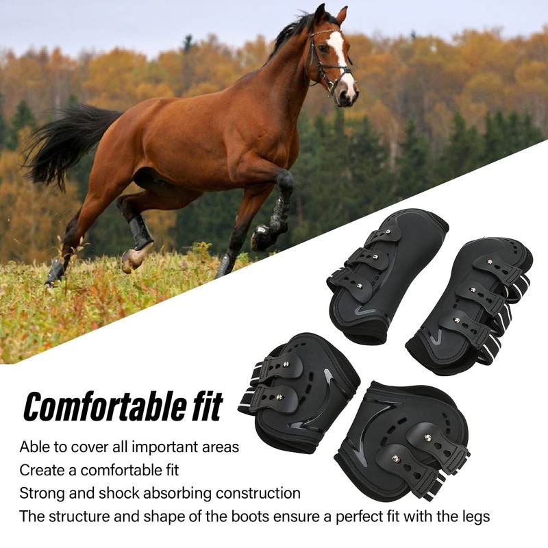 Horse Front Hind Leg Boots Shock Absorption Breathable Open Front