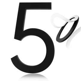 Self-adhesive House Number,5 Inch Black House Numbers, Acrylic Modern House Numbers for Outside, Street Numbers Mailbox Numbers Garden Door Address Numbers ,Apartments Office hotel, Easy Install