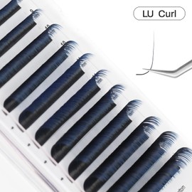 Natuhana Coloured Eyelash Extensions, 0.07 LU Curl, 8-14 mm Volume, Individual Classic Eyelash Extension, Natural Lash Extension, Professional Salon Use (Black + Blue, 0.07 LU, 8-14 Mix)