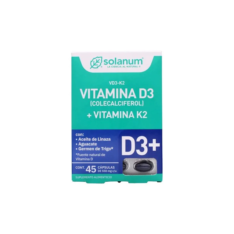 Vitamina D3 + Vitamina K2 Aceite De Linaza Solanum 45