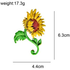 Enamel Big Sunflower Brooch For Women New Beauty Flower Party Office Brooch Pin Jewelry for Women Ladies Girls Decoration Corsage Lapel Scarf Clothing Accessories New Year Gifts