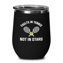 Bubble Hugs Tennis Black Edition Wine Tumbler 12oz - Faults in tennis - Coach Smash Tennis Trinket Racket Racquetball Racquet Baseline