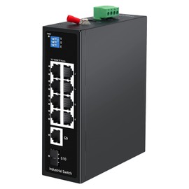 SODOLA 8 Port Fast Industrial Switch with 2 Gigabit Uplinks, Port Isolation/Extend Function|DIN-Rail & Wall Mount Included,IP40 Unmanaged Industrial Ethernet Switch