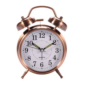 Ruspela Retro Alarm Clock, Loud Desk Clock Old Fashioned Bedside 4 Inch Silent Non- ticking Loud Twin Alarm Clock with Backlight for Heavy Sleepers