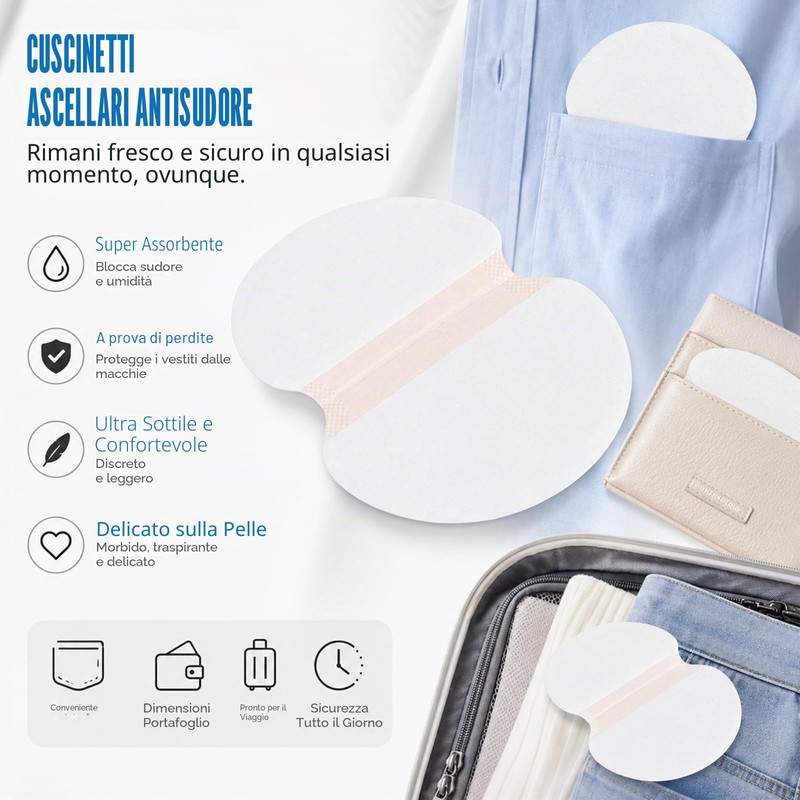 80 Pezzi Assorbenti Ascellari, Assorbenti Ascellari Antisudore, Morbidi e Traspiranti