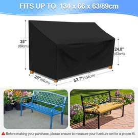 FUNSHOT 2 Seater Garden Bench Covers Waterproof Outdoor Furniture Covers,134*66*63/89cm Windproof, UV Protected with Drawstring