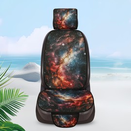 Zythracz Car Seat Covers Set, 2 Front Seat Full Set, Honeycomb Knit Fabric, Galaxy Nebula Space Theme, Breathable & All-Season Universal Automotive Seat Protectors