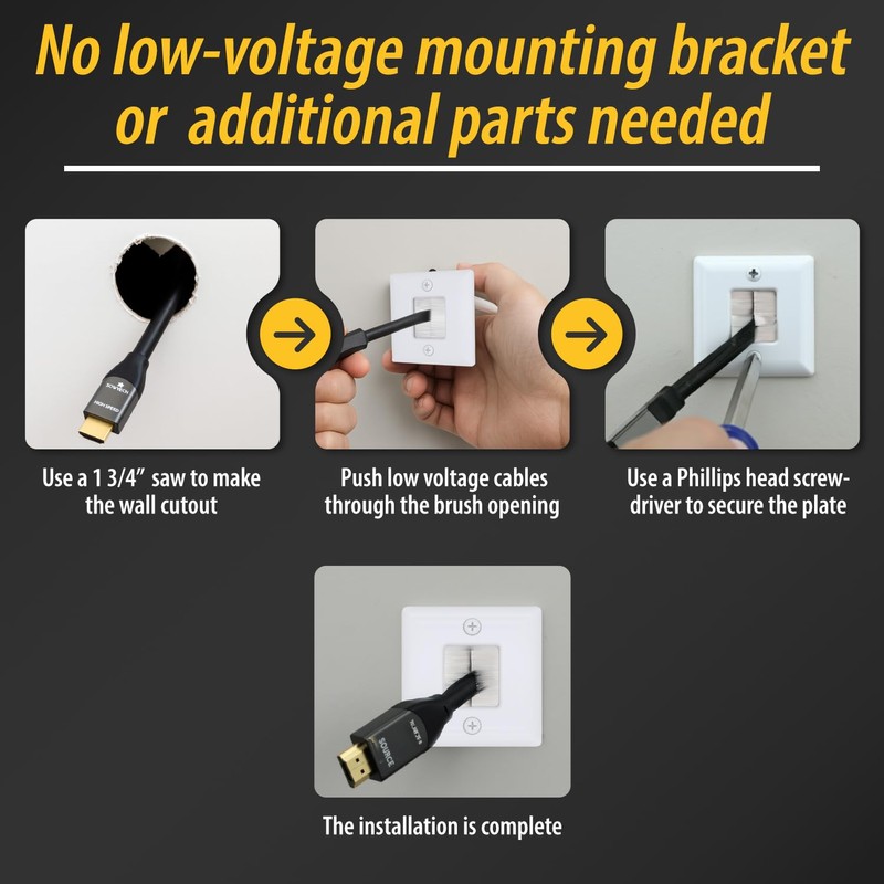 DataComm Electronics 1 3/4" Hole Saw Wall Plate with Brushes,