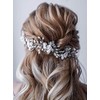 Unicra Pelo de novia con flores para boda, perlas de