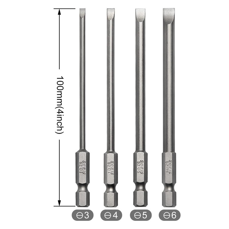 4 Pcs Flat Head Screwdriver Bit Set Slotted Screwdrivers Bits