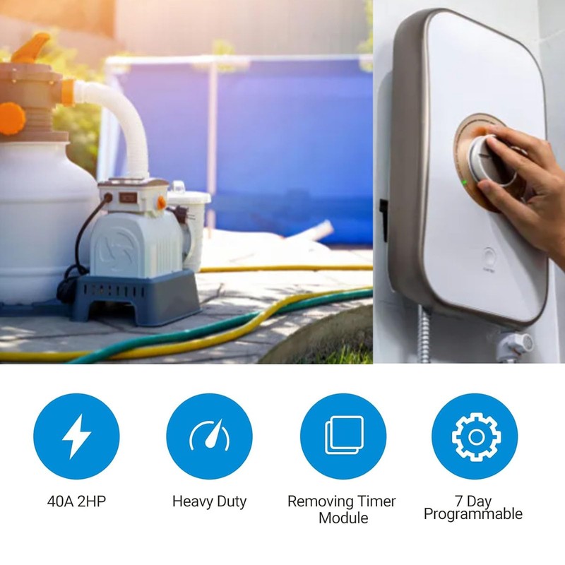 Programmable Pump Timer, Waterproof Digital Timer Box with Manual Button,