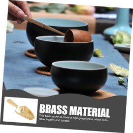 Alipis Brass Shell Tea Spatula copper scooper tea spoons candy shovel mini coffee tea shovel teaspoon Scoops for Cube Candy grapefruit spoons Practical brass Tea Spoon small tea set