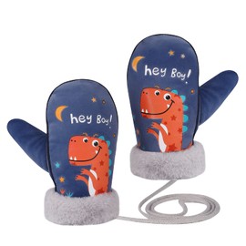 TAGVO Kids Ski Gloves, Dinosaur Snow Gloves For Boys Girls, Winter Baby Mittens for Skating Cycling Running and Outdoor Activities