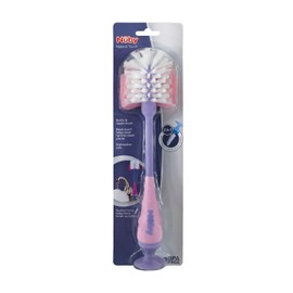 Nuby Cepillo para Polvo de Limpieza 2 en 1 para Botellas y pezones con Base de succión, Rosa/Morado