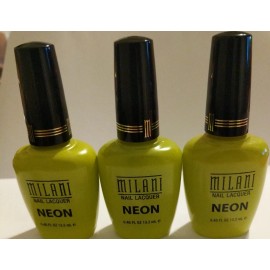 Milani Nail Lacquer 503 totally 80's Neon Green Nail Polish Set Bundle of 3
