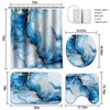 Lnond 4Pcs Bathroom Sets with Shower Curtain and Rugs, Marble