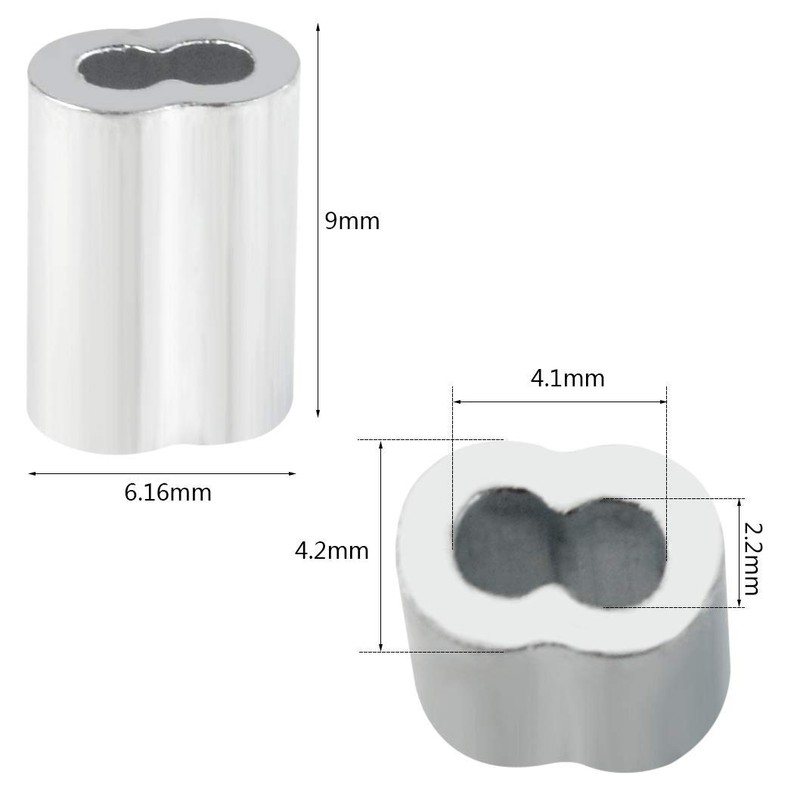 800pc Aluminum Crimping Loop Sleeve Ferrule Cable Ferrule Crimping Loop