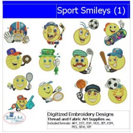 Threadart Embroidery Design Set - Sport Smileys(1) - 13 Designs - 9 Formats - USB Stick
