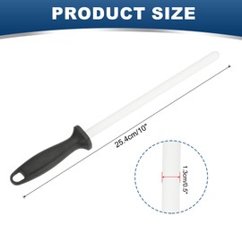 uxcell 10 Inch Ceramic Knife Sharpener Honing Rod, High Hardness Sharpening Rod Knife Sharpener Steel for Kitchen Knife White