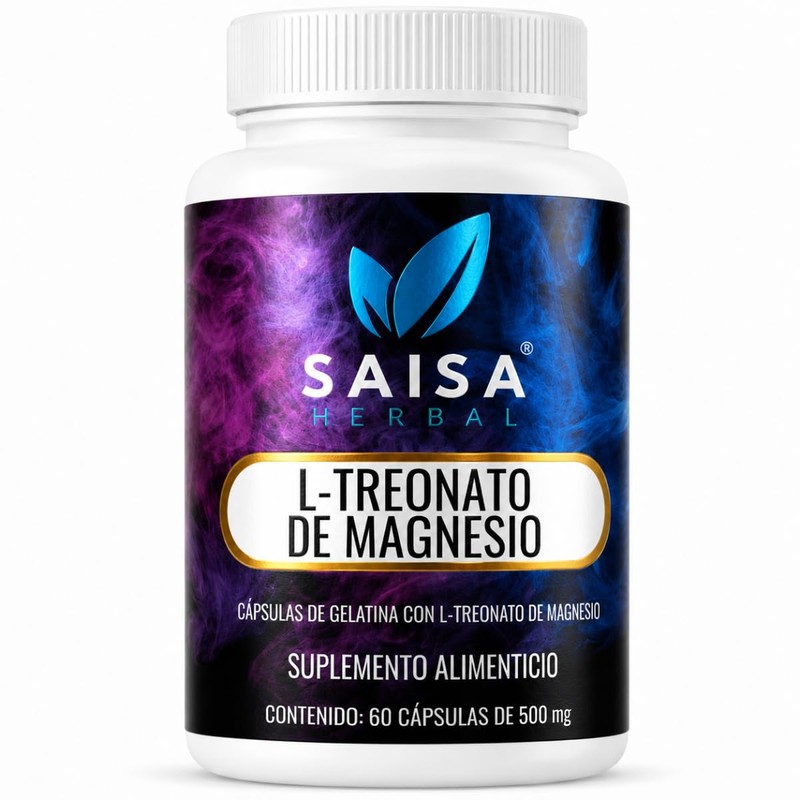 L-treonato De Magnesio 100% Puro con 60 Cápsulas SAISA HERBAL