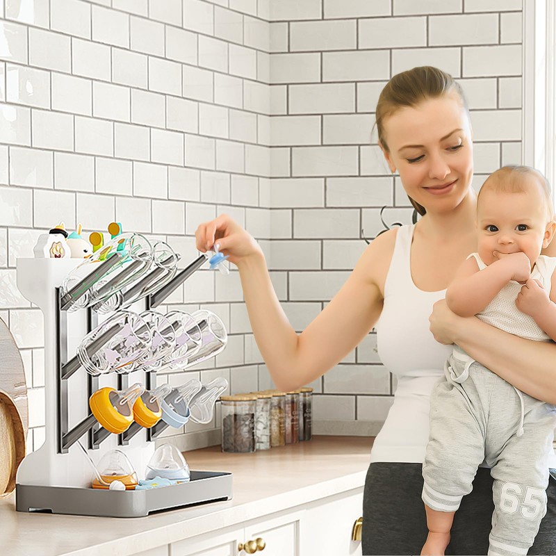 GoMaihe Baby Bottle Drying Rack: Space Saving Vertical Bottle Dryer