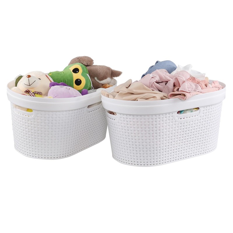 Ponpong 42 L Plastic Laundry Hamper, Plastic Laundry Basket with