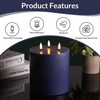 Eywamage Navy Blue 3 Wick Flameless Pillar Candle Φ 6"
