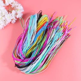 Exceart 200pcs Plastic Lacing String Braided Rope Bracelet String Lanyard Thread Braided Cord DIY Craft Jewelry Keychain
