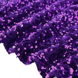 FUHSY Purple Fabric by The Yard 1Yard Sequin Velvet Fabric Soft Thick Velvet Linen with Embroidered Sequins Upholstery Fabric Velvet Purple Fabric Material for Sewing Dress DIY Chrismtmas Gifts Bags
