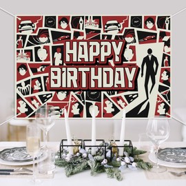 Secret Agent Birthday Backdrop Banner Spy War Movie Theme Background Decor for Men Boys Birthday Party Decorations Photo Studio Props Supplies 72x43in-BECKTEN