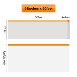 Anyknow Extra Wide Masking Film (94inch x 50ft,3 Rolls) - Large Plastic Sheeting for Wall Painting & Construction - Residue-Free Tape for Full Vehicle Masking