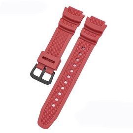 Lijinlan Men's Resin Replacement Watch Band for Casio AE-1000W AE-1200 AE-1300 AEQ-110W AQ-S800W MRW-200H SGW-300H SGW-400H W-216H W-218H W-735H Waterproof Watch Strap (Red)